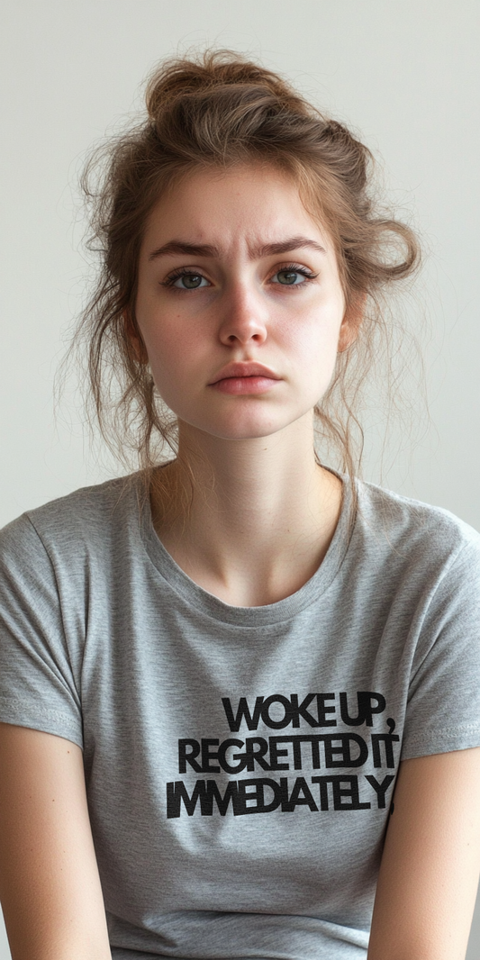 Woke up, regretted it immediately Unisex Heavy Cotton Tee