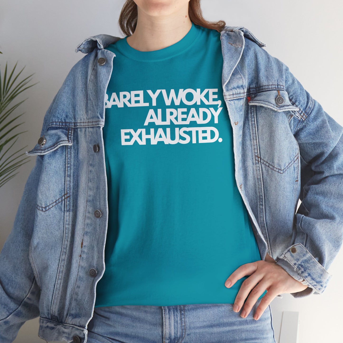 Barely woke, already exhausted Unisex Heavy Cotton Tee