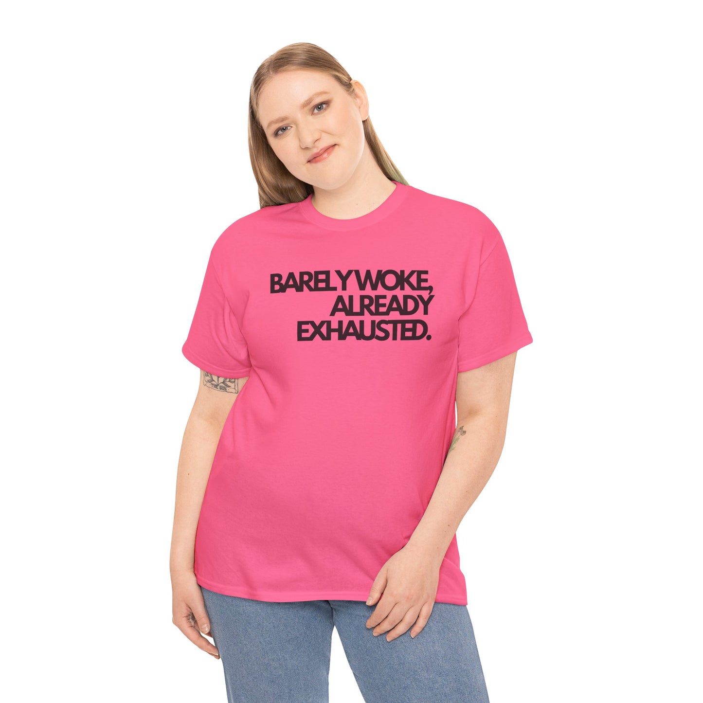 Barely woke, already exhausted Unisex Heavy Cotton Tee