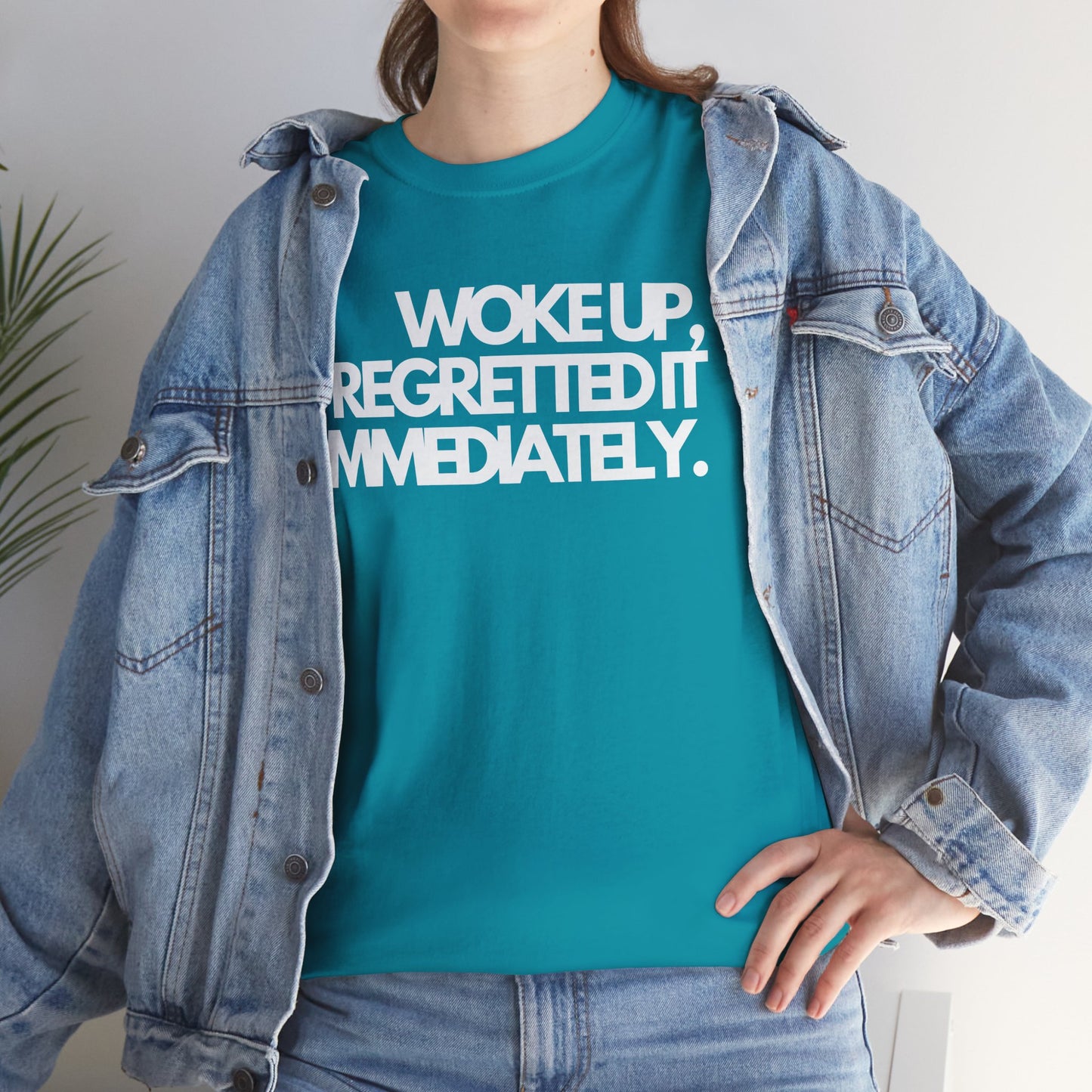 Woke up, regretted it immediately Unisex Heavy Cotton Tee